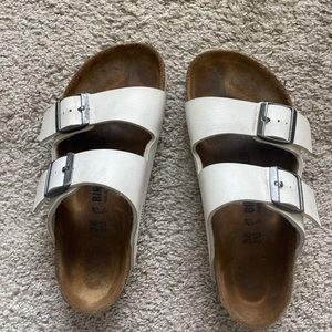 White Birkenstock sandals